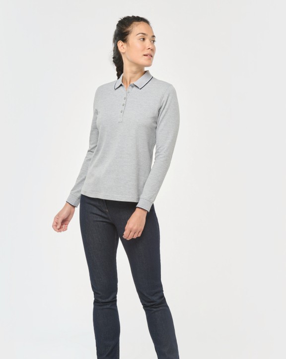 Poloshirt KARIBAN Dames polo van piquétricot met lange mouwen voor bedrukking &amp; borduring