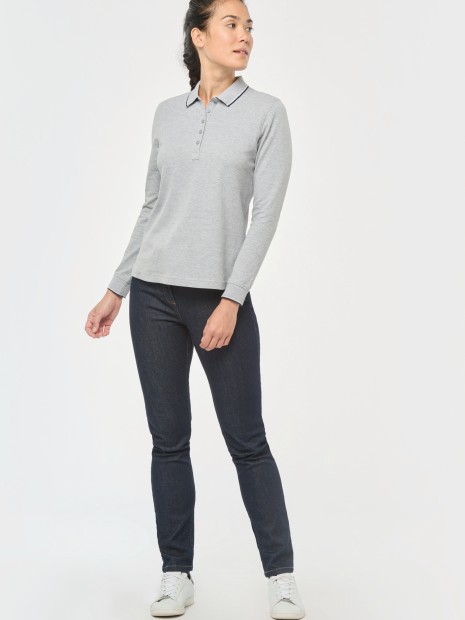 Polos à personnaliser KARIBAN Polo maille piquée manches longues femme 