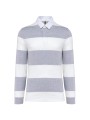 KARIBAN Polo rugby rayé manches longues unisexe oxford grey / white stripes personnalisable