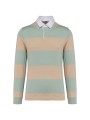 KARIBAN Polo rugby rayé manches longues unisexe sage / light sand stripes personnalisable