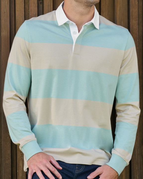 Poloshirt KARIBAN Gestreepte uniseks polo lange mouwen voor bedrukking &amp; borduring