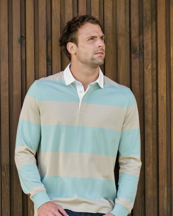 Poloshirt KARIBAN Gestreepte uniseks polo lange mouwen voor bedrukking &amp; borduring