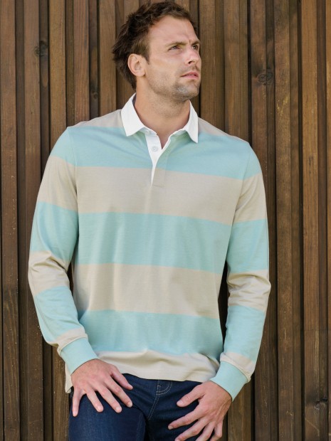 Polos à personnaliser KARIBAN Polo rugby rayé manches longues unisexe 