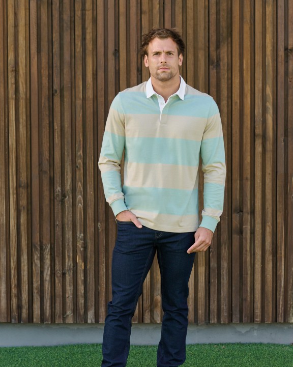 Poloshirt KARIBAN Gestreepte uniseks polo lange mouwen voor bedrukking &amp; borduring