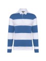 KARIBAN Polo rugby rayé manches longues unisexe light royal blue / white stripes personnalisable