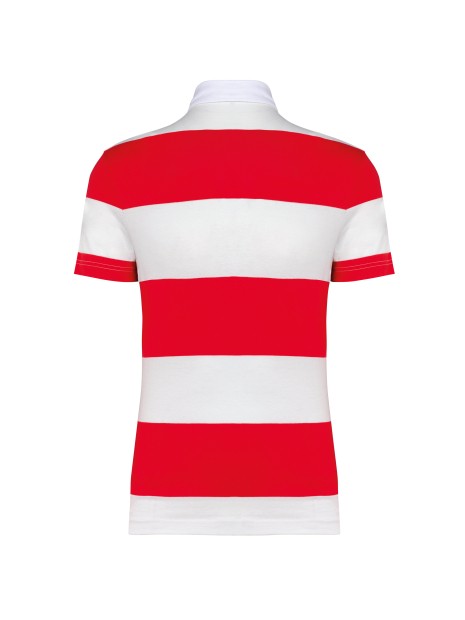 KARIBAN Polo rugby rayé manches courtes unisexe red / white stripes personnalisable