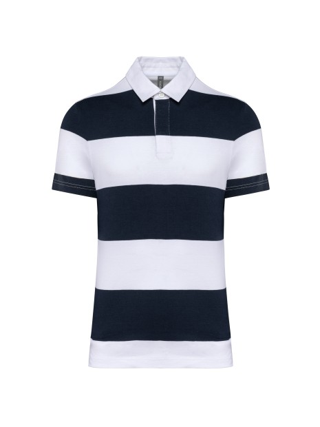 KARIBAN Polo rugby rayé manches courtes unisexe navy / white stripes personnalisable