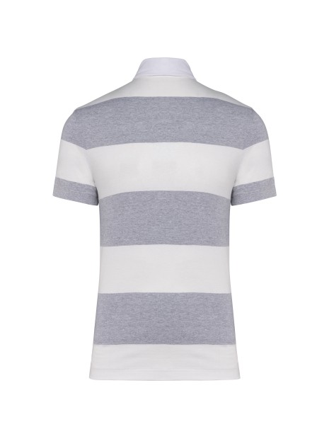 KARIBAN Polo rugby rayé manches courtes unisexe oxford grey / white stripes personnalisable