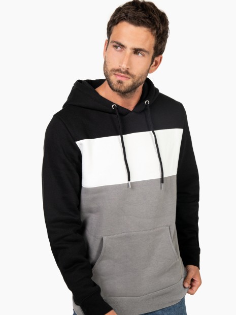 Sweat-shirts à personnaliser KARIBAN Sweat-shirt tricolore à capuche unisexe 