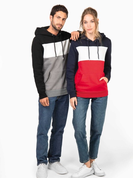 Sweat-shirts à personnaliser KARIBAN Sweat-shirt tricolore à capuche unisexe 
