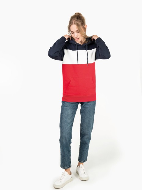 Sweat-shirts à personnaliser KARIBAN Sweat-shirt tricolore à capuche unisexe 