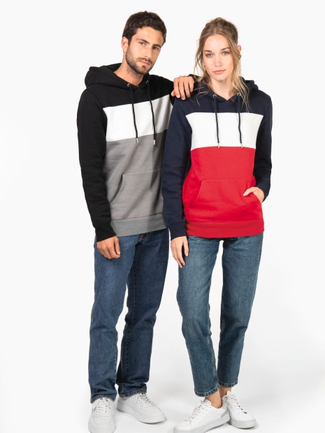 Sweat-shirts à personnaliser KARIBAN Sweat-shirt tricolore à capuche unisexe 