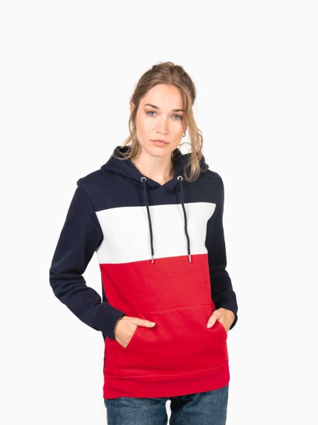 Sweat-shirts à personnaliser KARIBAN Sweat-shirt tricolore à capuche unisexe 