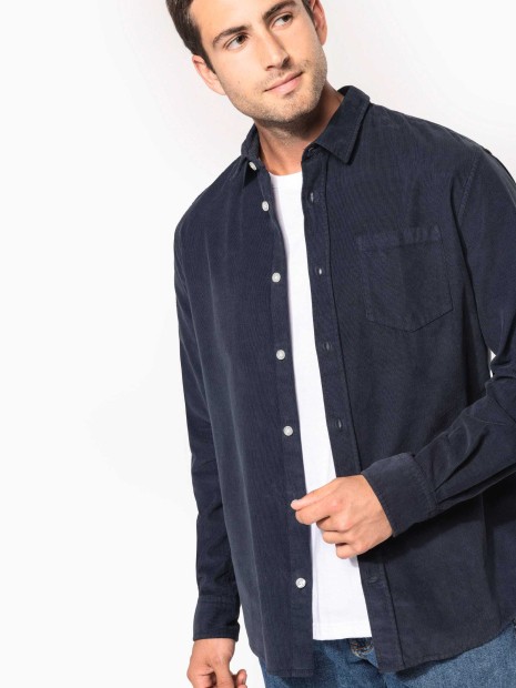 Chemises à personnaliser KARIBAN Chemise manches longues en velours homme 