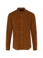 KARIBAN Chemise manches longues en velours homme washed brandy personnalisable