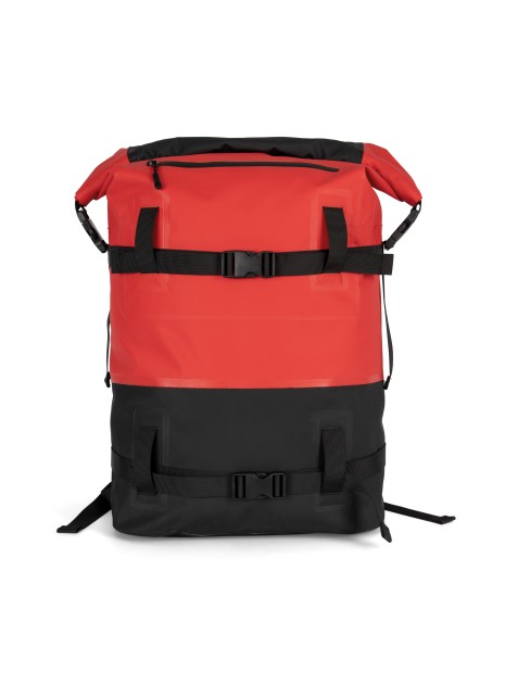 KIMOOD Sac à dos imperméable avec sangles de compression rouge/noir personnalisable