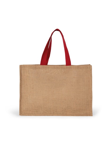 KIMOOD Sac shopping XL natural / cherry red personnalisable