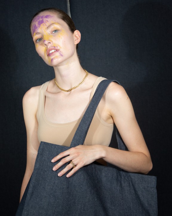 KIMOOD Große Shoppingtasche aus Denim Tasche personalisierbar