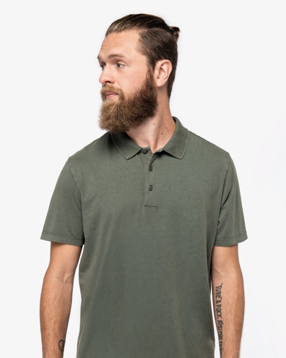 Polo personnalisable NATIVE SPIRIT Polo écoresponsable délavé en jersey homme
