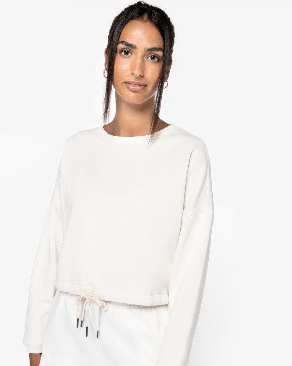NATIVE SPIRIT Umweltfreundliches cropped Oversize Damen Sweatshirt mit Rundhalsausschnitt Sweatshirt personalisierbar