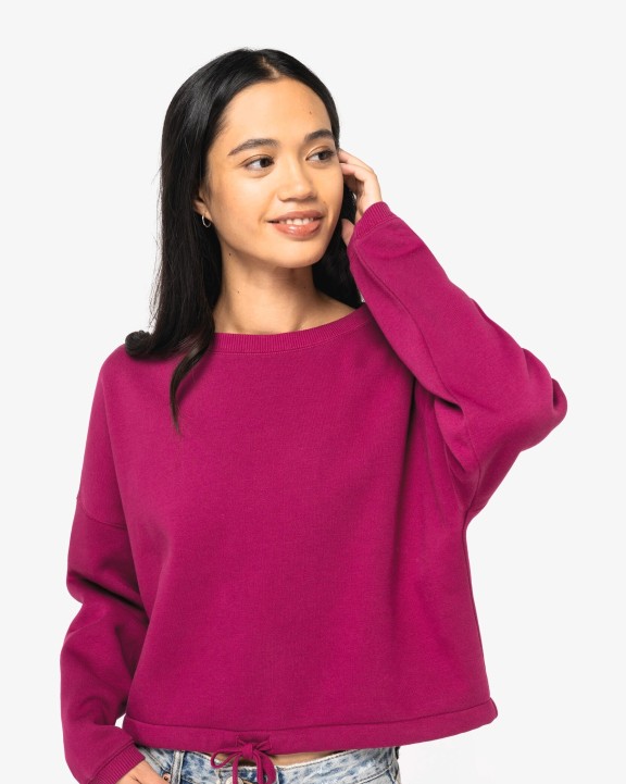 NATIVE SPIRIT Umweltfreundliches cropped Oversize Damen Sweatshirt mit Rundhalsausschnitt Sweatshirt personalisierbar