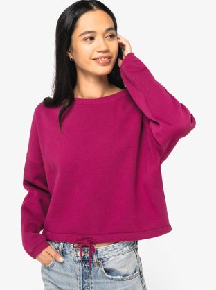 Sweat-shirt écoresponsable à col rond oversize crop femme