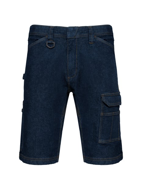WK. DESIGNED TO WORK Bermuda denim multipoches homme blue rinse personnalisable