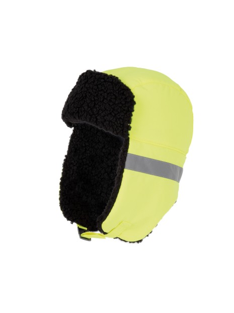 WK. DESIGNED TO WORK Casquette rembourrée avec rabats pour les oreilles fluorescent yellow personnalisable