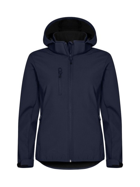 CLIQUE Classic Softshell Hoody Women bleu foncé personnalisable