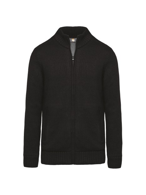 WK. DESIGNED TO WORK Cardigan doublé polaire homme noir personnalisable