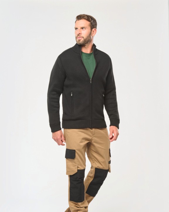 Pull personnalisable WK. DESIGNED TO WORK Cardigan doublé polaire homme