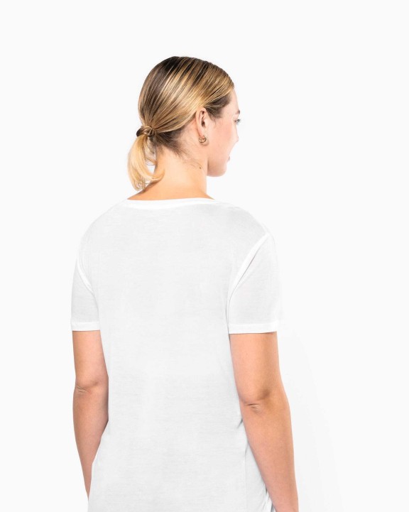 T-shirt personnalisable KARIBAN T-shirt Lyocell TENCEL™ col V manches courtes femme