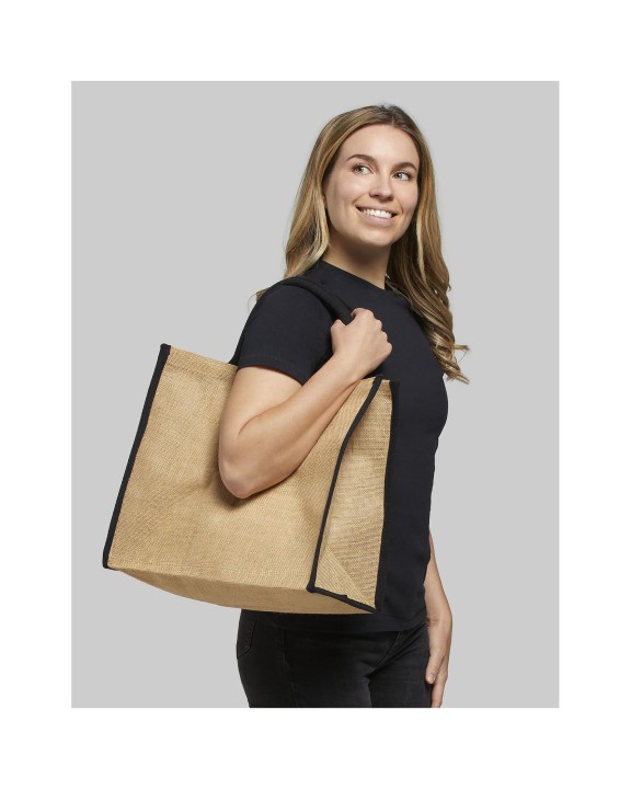 Tote bag 4DO Harry jute draagtas met gekleurde accenten 25L voor bedrukking &amp; borduring