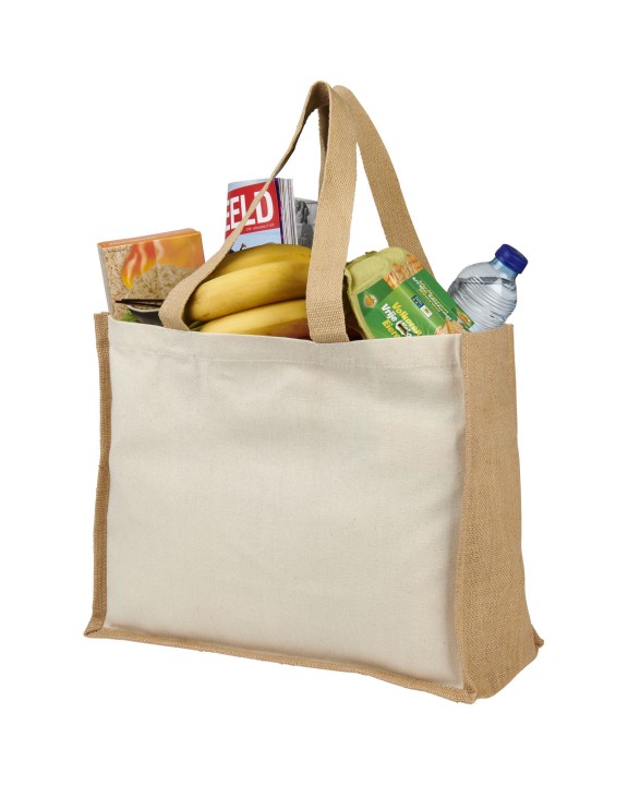 4DO Varai 320 g/m Canvas und Jute Einkaufstasche 23L Tote Bag personalisierbar