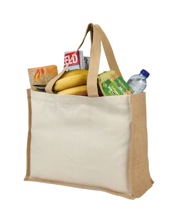 4DO Varai 320 g/m Canvas und Jute Einkaufstasche 23L Tote Bag personalisierbar