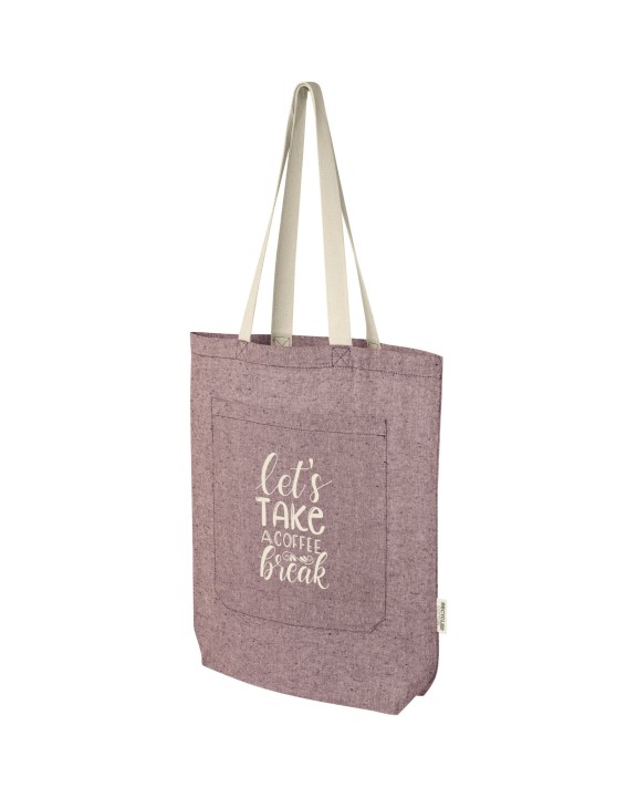 4DO Pheebs 150 g/m² recycelte Tragetasche mit Frontfach 9L Tote Bag personalisierbar