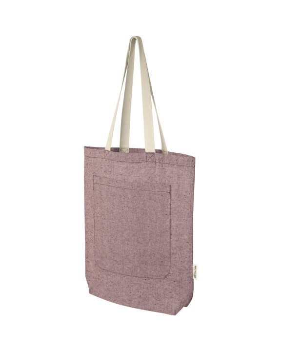 Tote bag personnalisable 4DO Sac shopping Pheebs en coton recyclé 150 g/m² de 9 l avec poche avant