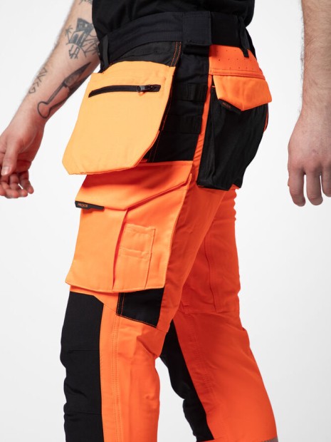 Pantalons à personnaliser PROJOB 6573 PANTALON STRETCH - EN ISO 20471 CLASSE 2/1 orange/noir