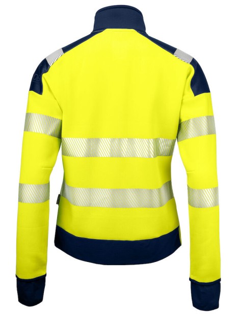 PROJOB 6111 SWEATSHIRT FULL ZIP FEMME EN ISO 20471 3/2 jaune/bleu marine personnalisable