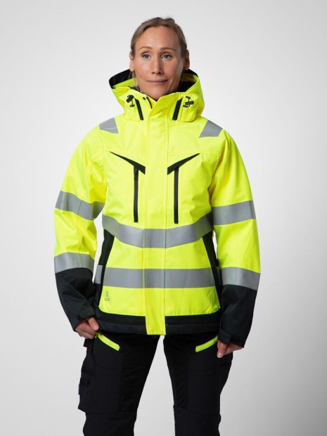 Softshells à personnaliser PROJOB 6449 PARKA SOFTSHELL POLYCOTON DOUBLEE FEMME - EN ISO 20471 CLASSE 3/2 jaune/noir