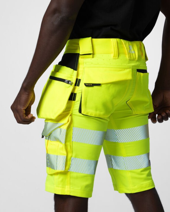 Bermuda & Short PROJOB 6575 SIGNALISATIE STRETCHSHORT MET SPIJKERZAKKEN EN ISO 20471 KLASSE 2/1 voor bedrukking &amp; borduring