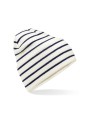 BEECHFIELD ORIGINAL DEEP CUFFED STRIPED BEANIE soft white/french navy personnalisable