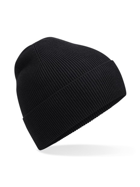 BEECHFIELD ORGANIC COTTON FINE KNIT BEANIE noir personnalisable