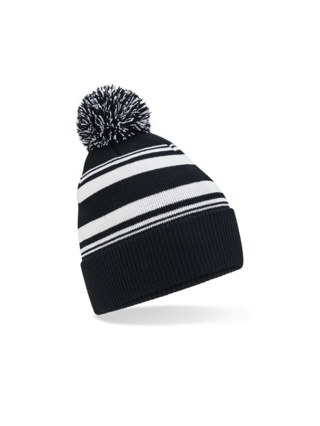 BEECHFIELD STRIPED FAN BEANIE noir/blanc personnalisable