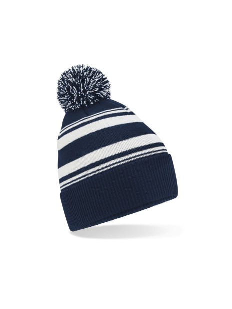 BEECHFIELD STRIPED FAN BEANIE french marine / blanc personnalisable