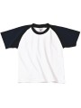 B&C T-shirt enfant Baseball blanc/bleu marine personnalisable