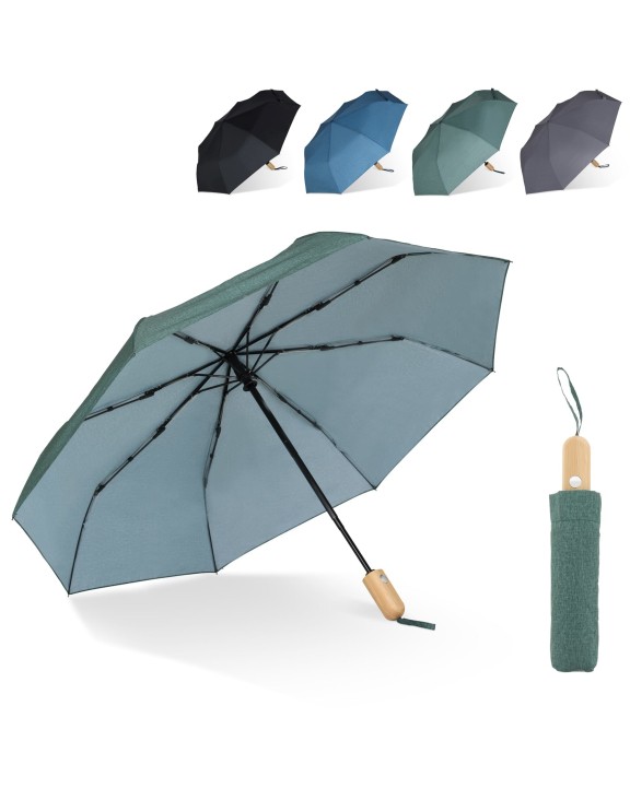 Parapluie personnalisable 4DO Parapluie pliable 21” en R-PET. Ouverture automatique