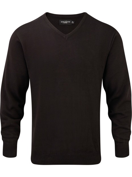 RUSSELL Pullover homme col v noir personnalisable