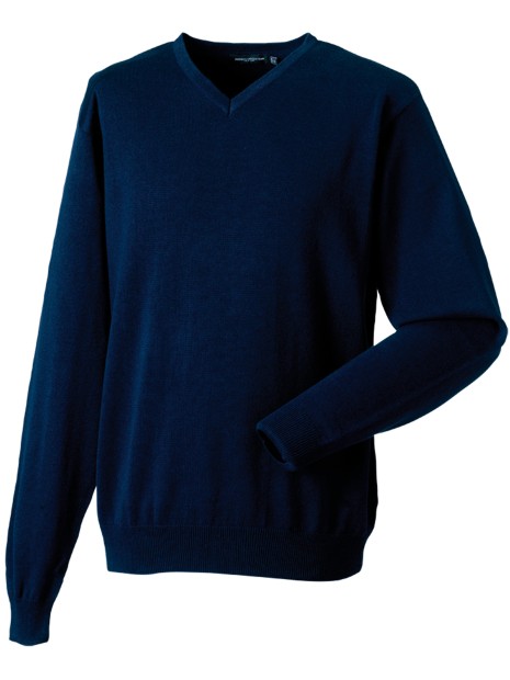 RUSSELL Pullover homme col v french marine personnalisable