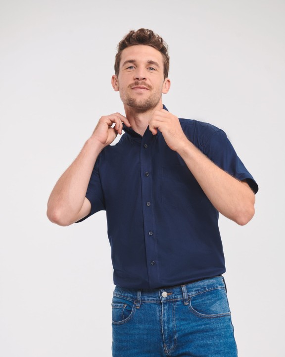 RUSSELL Men''s Short Sleeve Easy Care Oxford Shirt Hemd personalisierbar